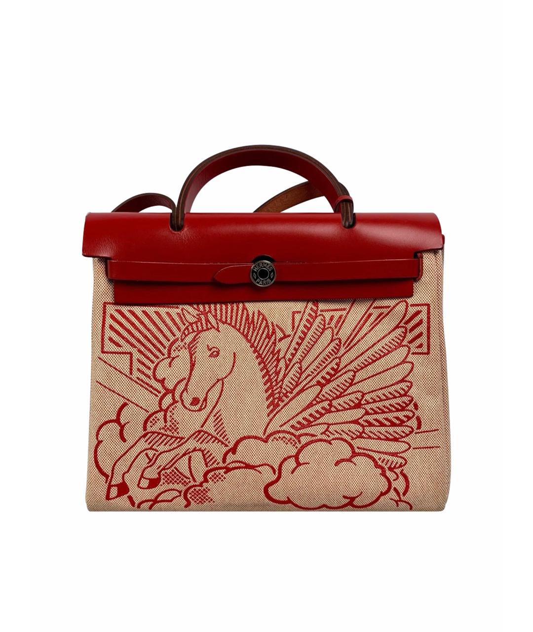 HERMES Красная кожаная сумка с короткими ручками, фото 1