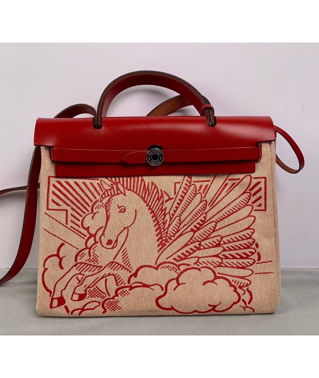 HERMES Красная кожаная сумка с короткими ручками, фото 9
