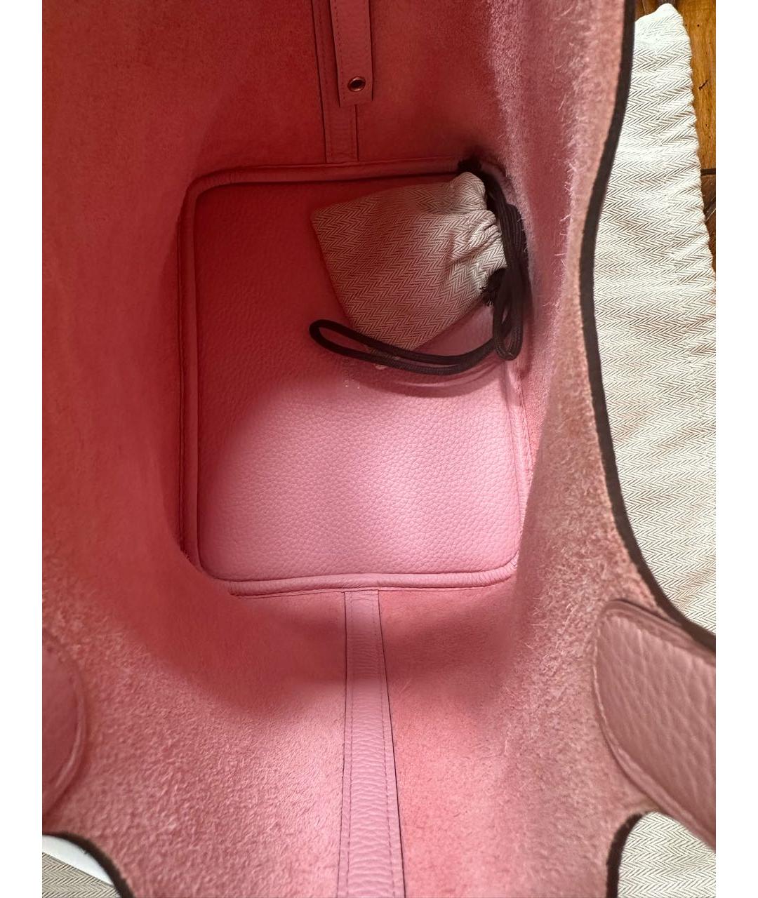 HERMES Розовая кожаная сумка с короткими ручками, фото 3