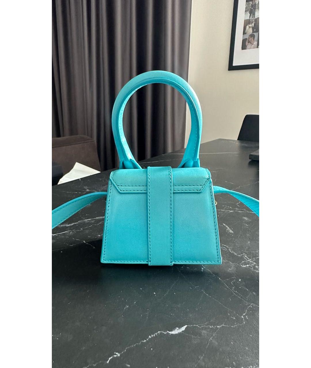 JACQUEMUS Бирюзовая кожаная сумка через плечо, фото 3