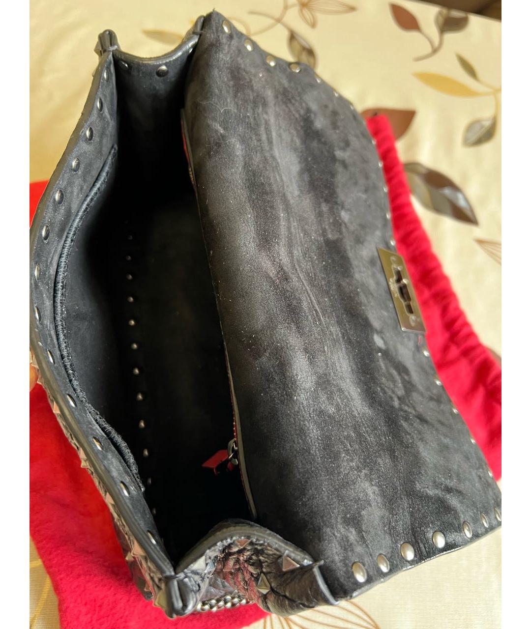 VALENTINO Черная кожаная сумка через плечо, фото 4