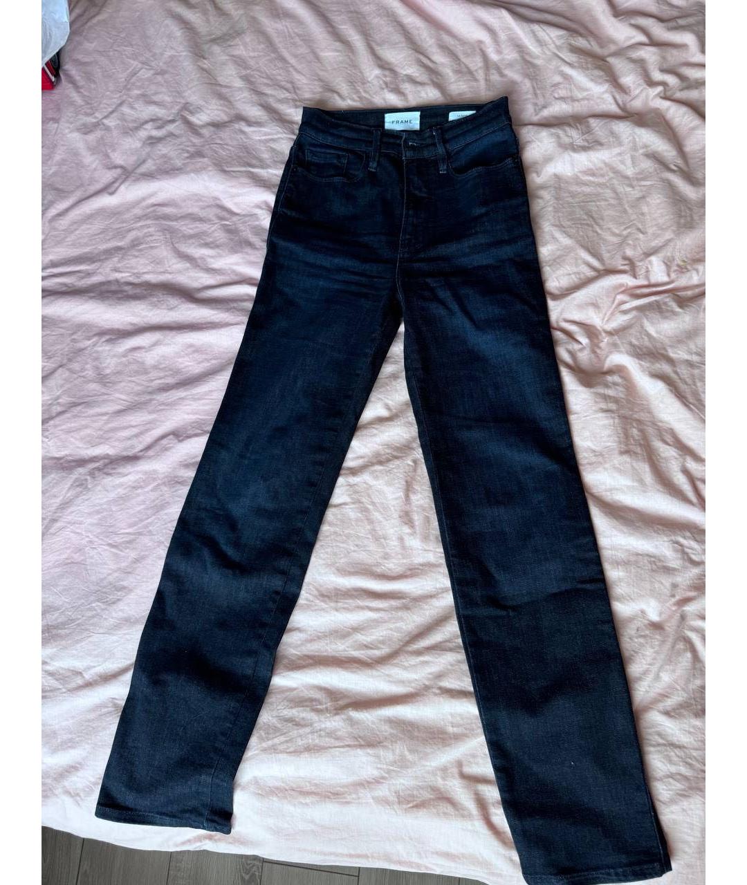 FRAME Темно-синие хлопко-полиэстеровые джинсы слим, фото 9