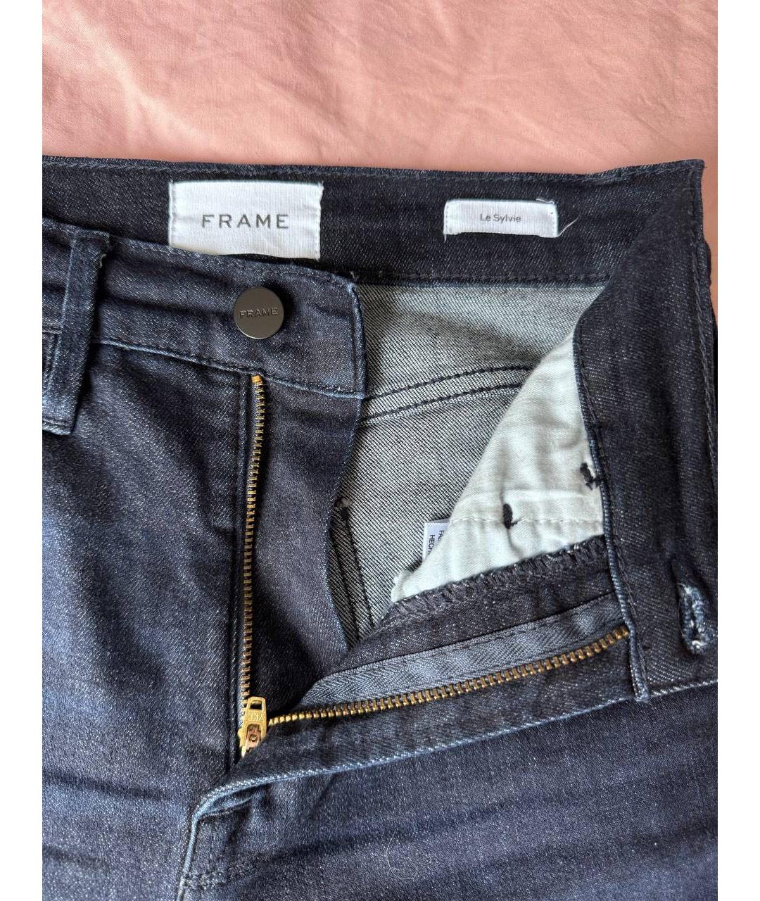 FRAME Темно-синие хлопко-полиэстеровые джинсы слим, фото 8