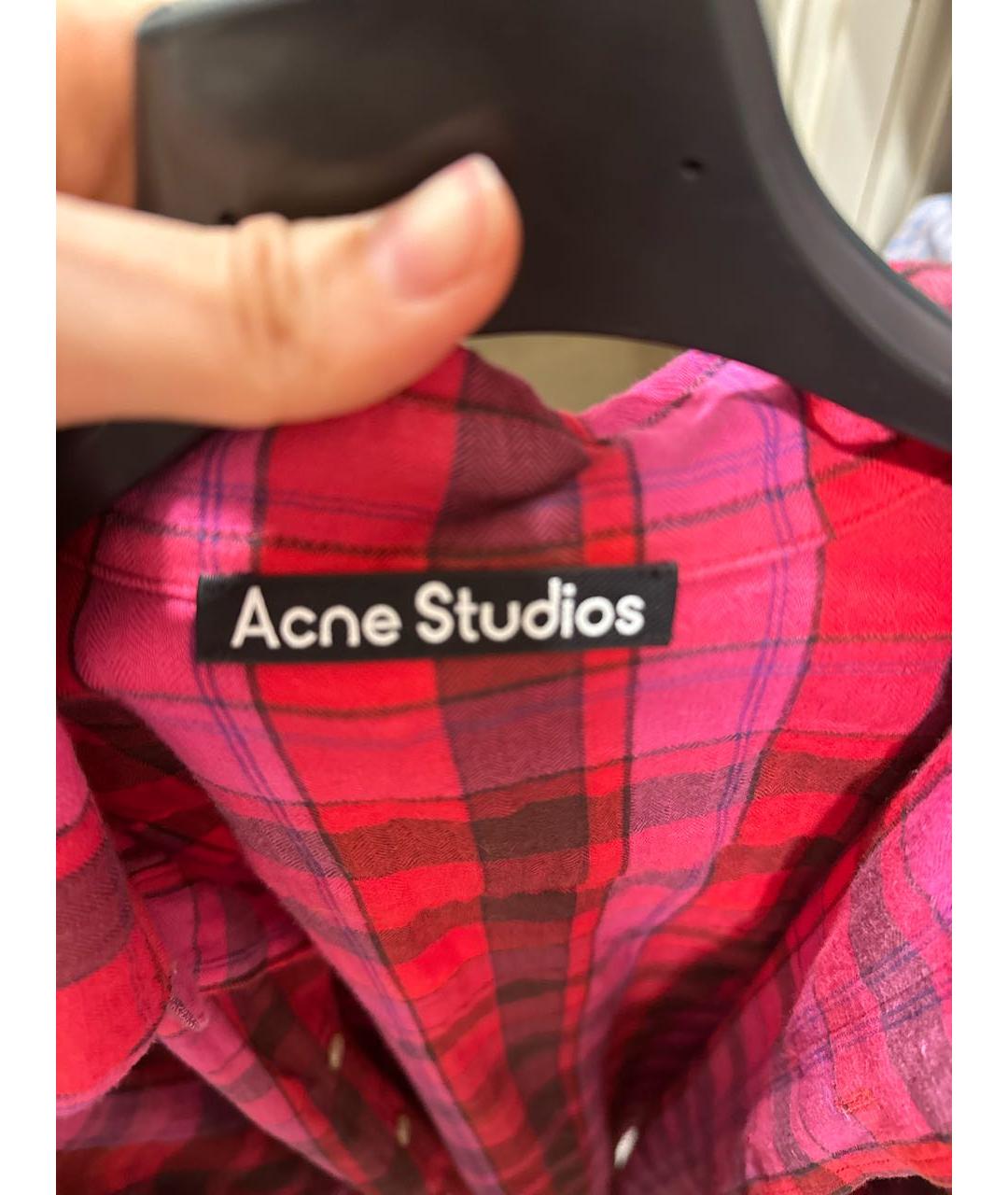 ACNE STUDIOS Фуксия хлопковая рубашка, фото 4