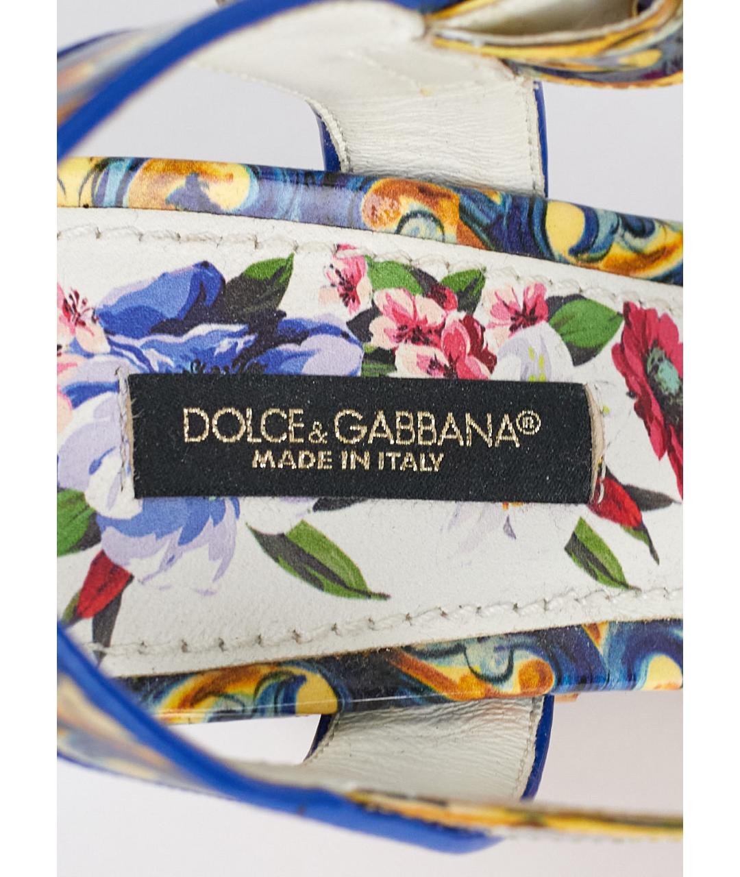 DOLCE&GABBANA Мульти босоножки из лакированной кожи, фото 5