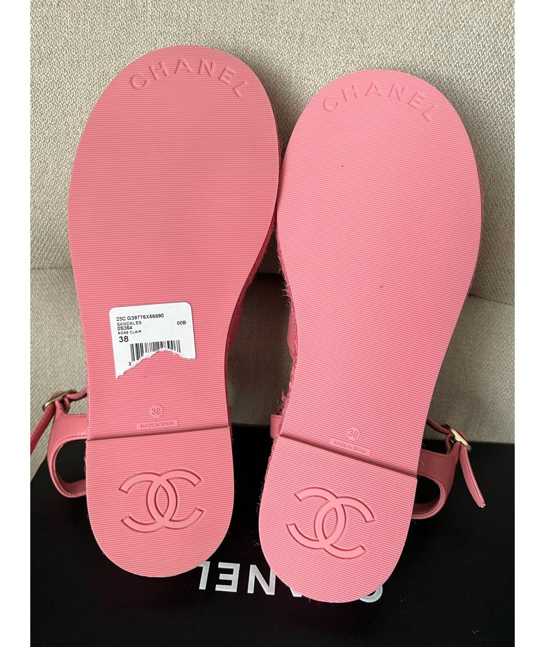 CHANEL Розовые кожаные сандалии, фото 4