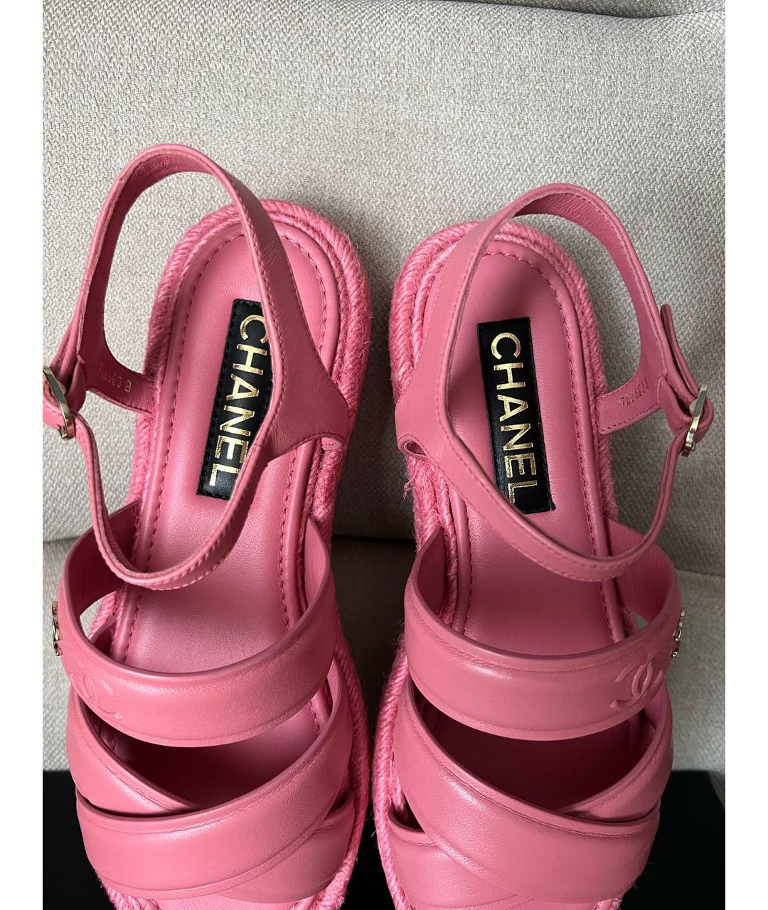 CHANEL Розовые кожаные сандалии, фото 3