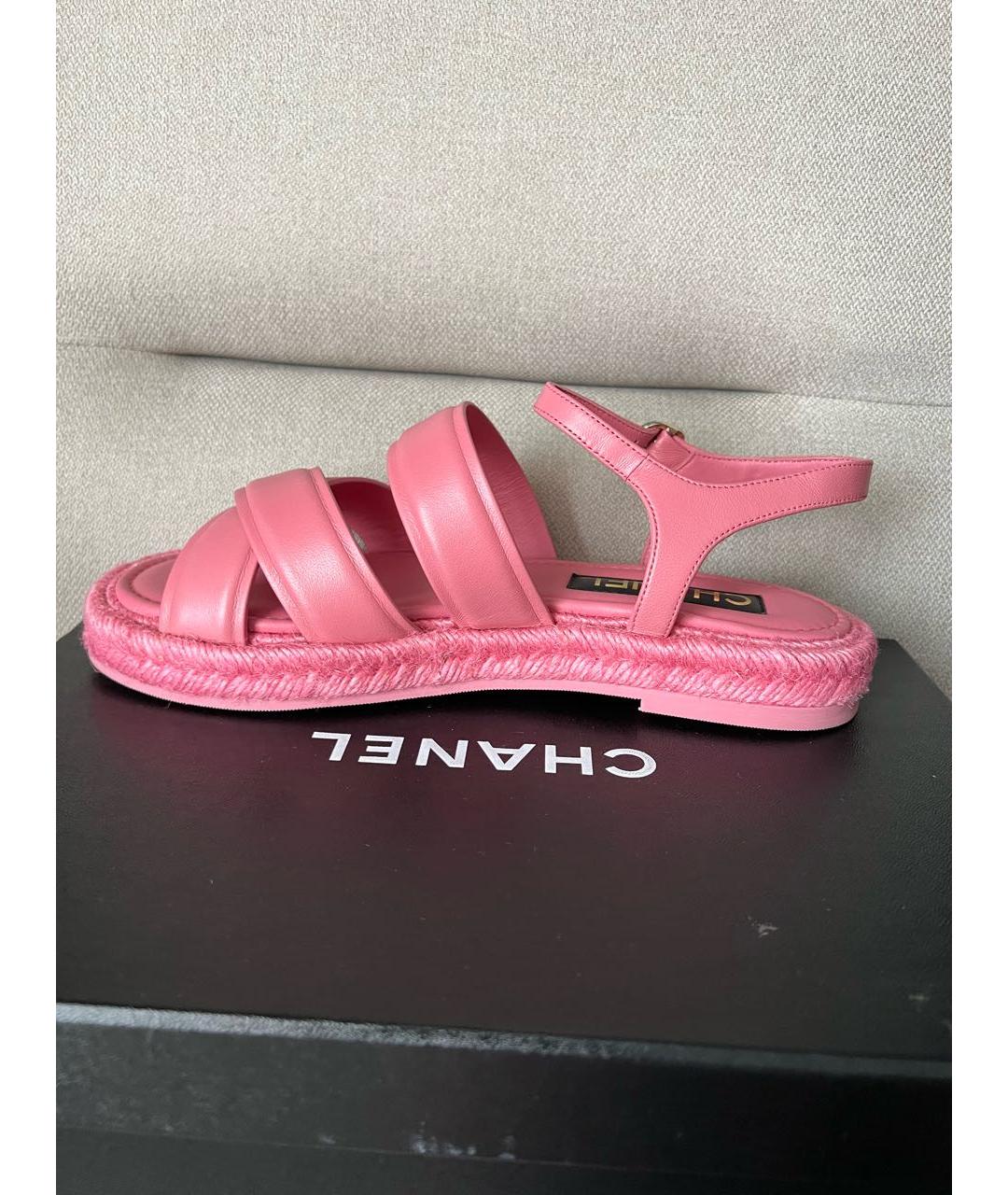 CHANEL Розовые кожаные сандалии, фото 6