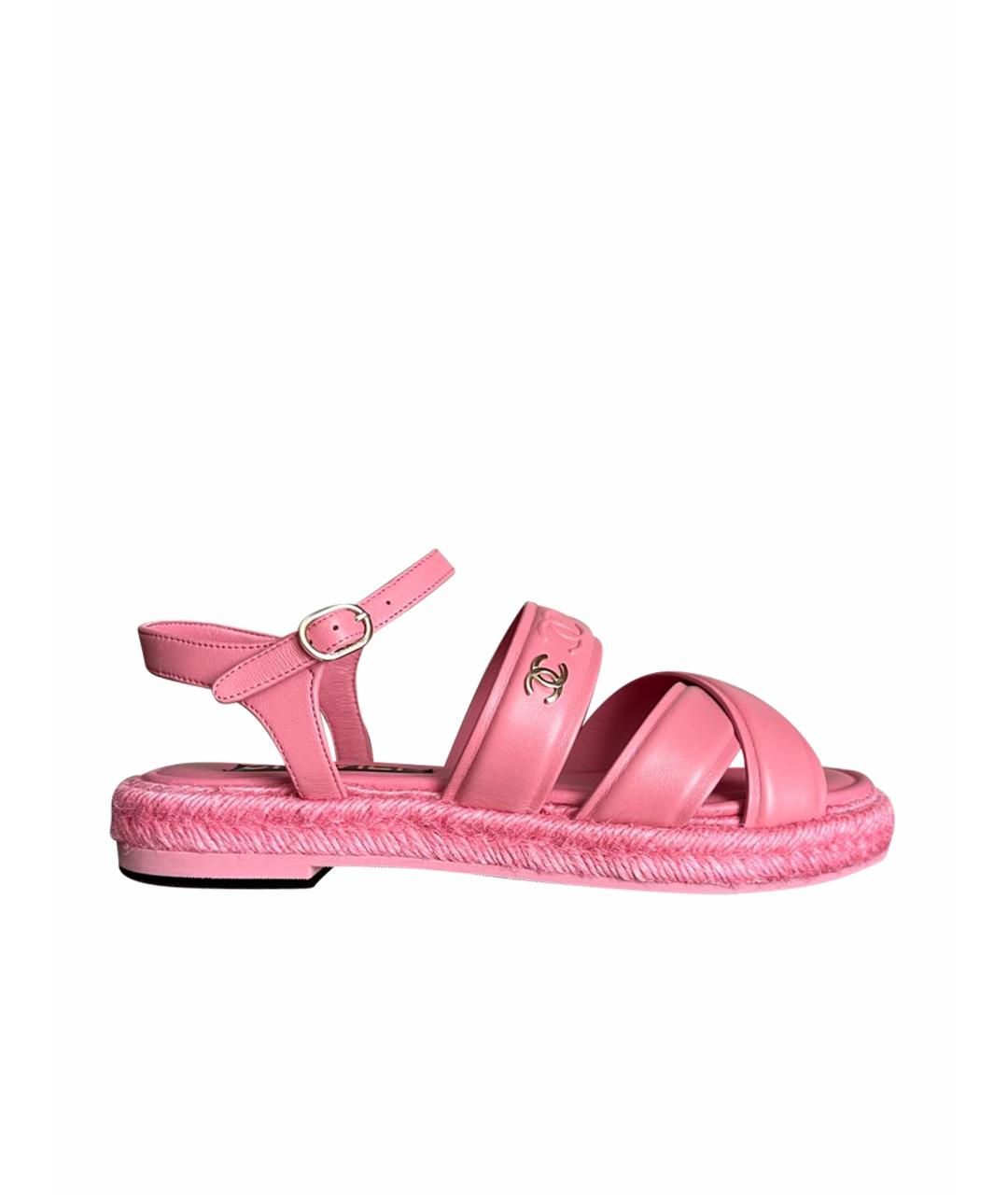 CHANEL Розовые кожаные сандалии, фото 1