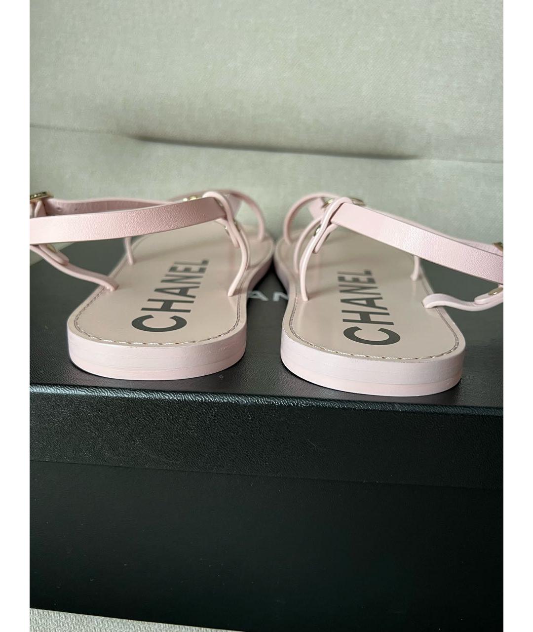CHANEL Розовые кожаные сандалии, фото 4