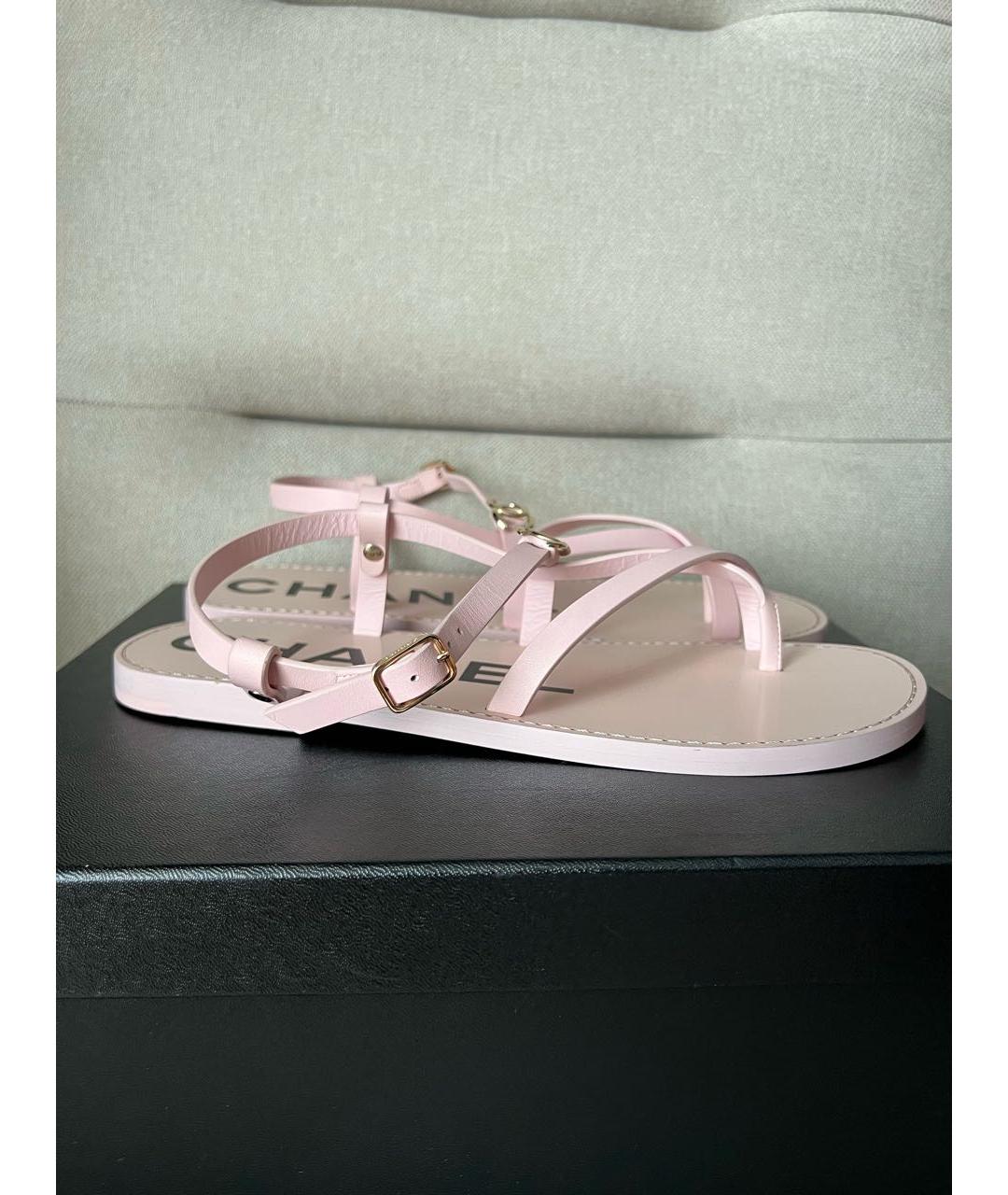 CHANEL Розовые кожаные сандалии, фото 7