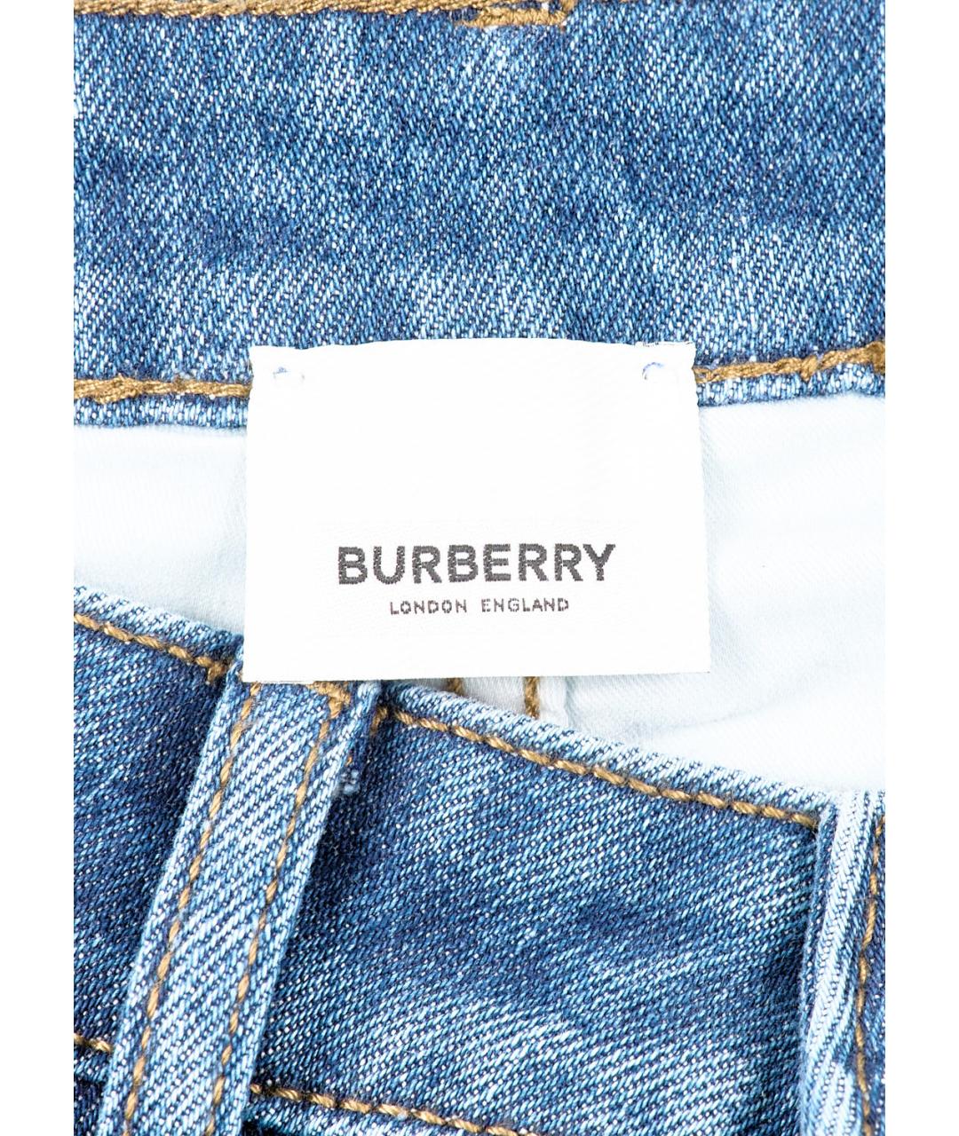 BURBERRY Голубые хлопко-эластановые прямые джинсы, фото 3