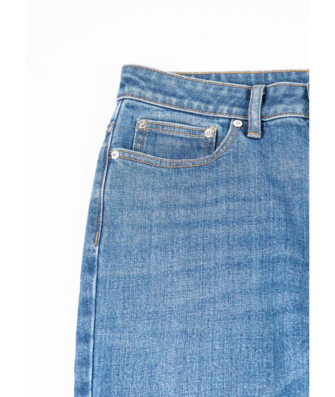 BURBERRY Голубые хлопко-эластановые прямые джинсы, фото 4