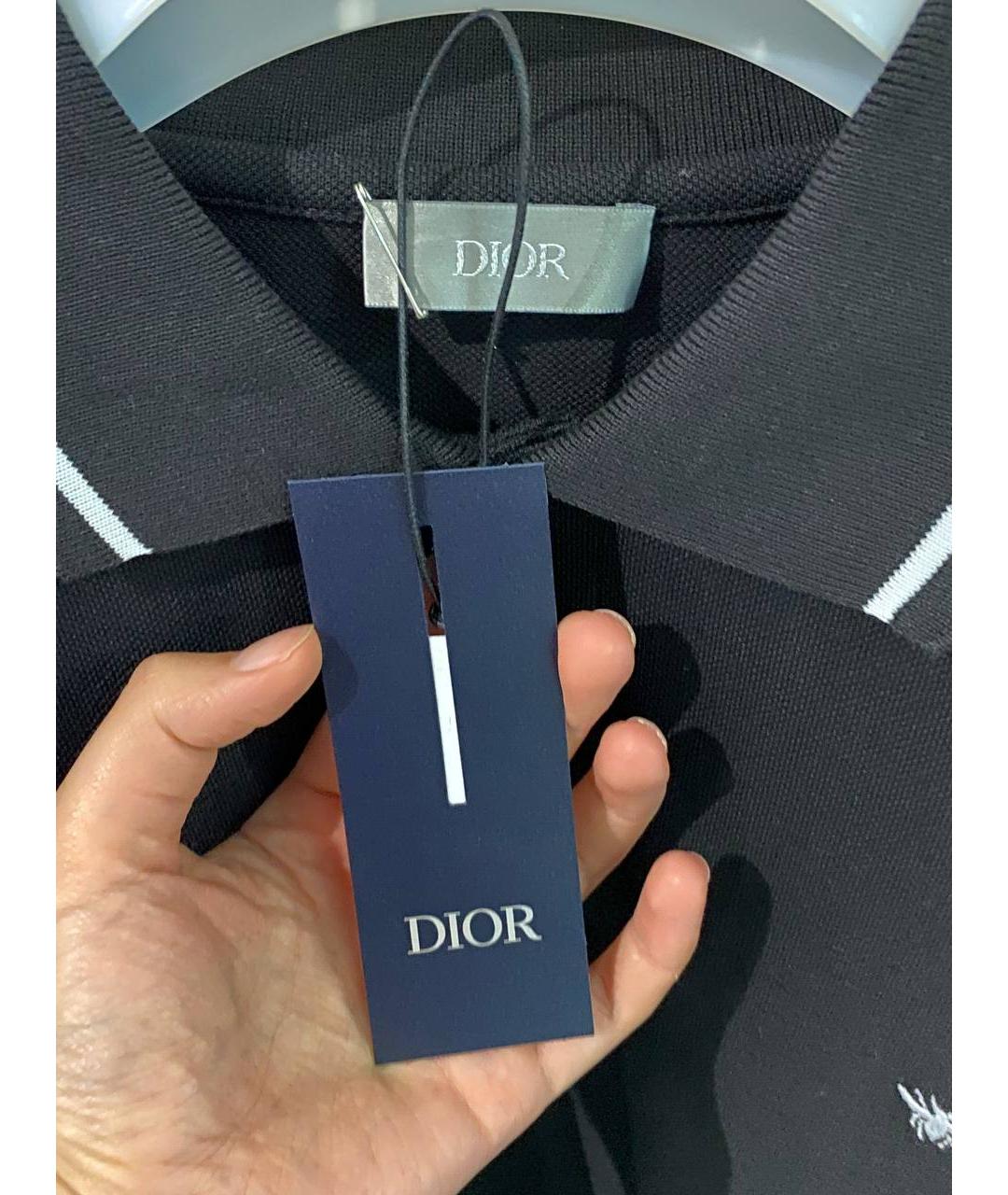 CHRISTIAN DIOR Черное хлопковое поло с коротким рукавом, фото 4