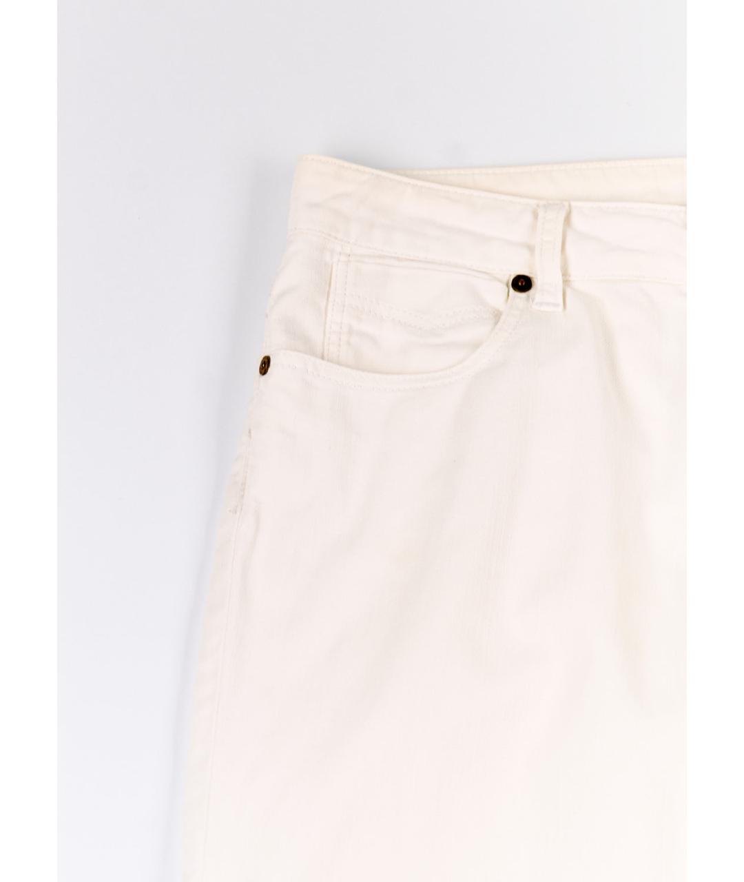 BURBERRY Белые хлопко-эластановые прямые брюки, фото 4
