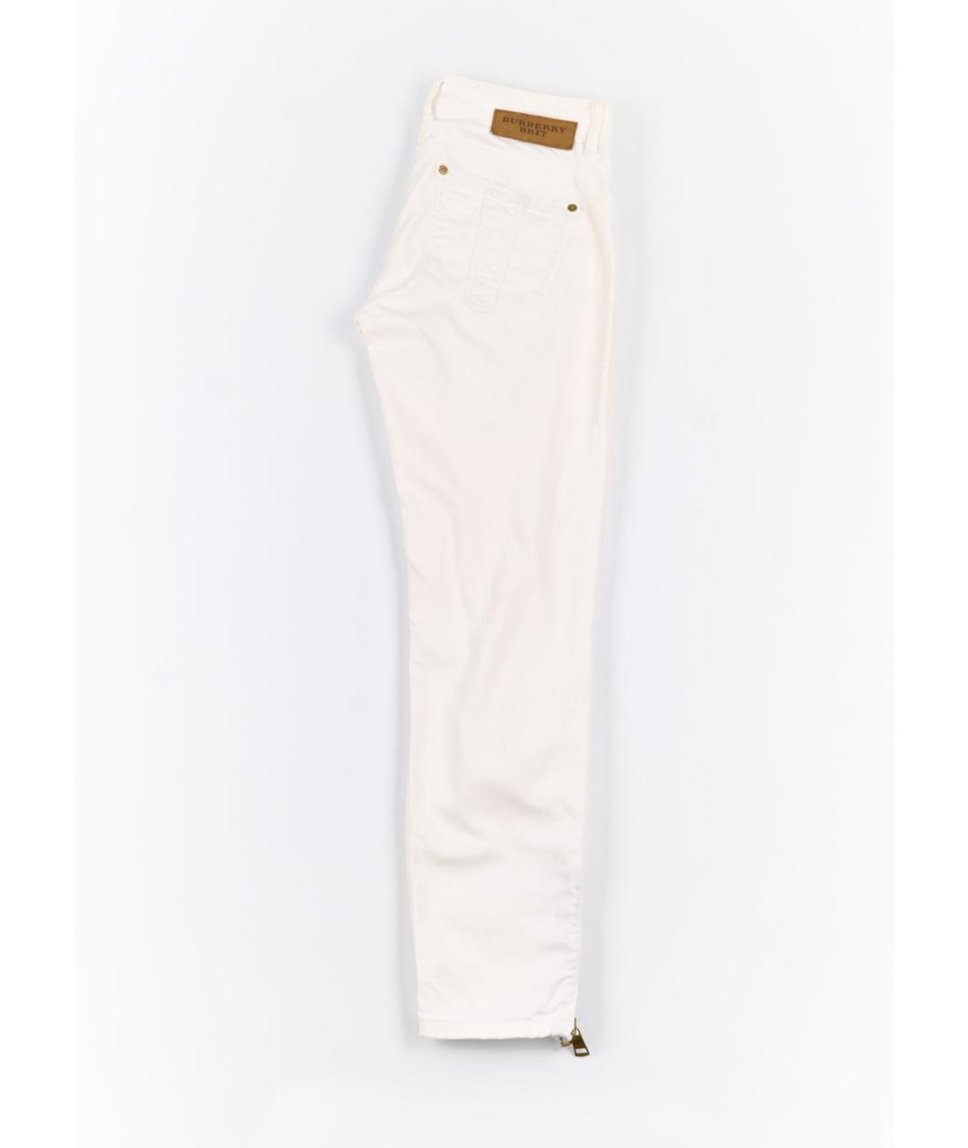 BURBERRY Белые хлопко-эластановые прямые брюки, фото 2