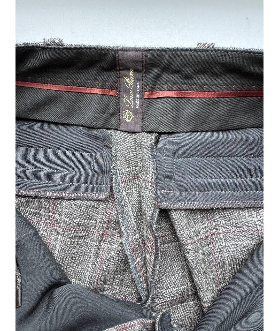 LORO PIANA Серые шерстяные брюки узкие, фото 3