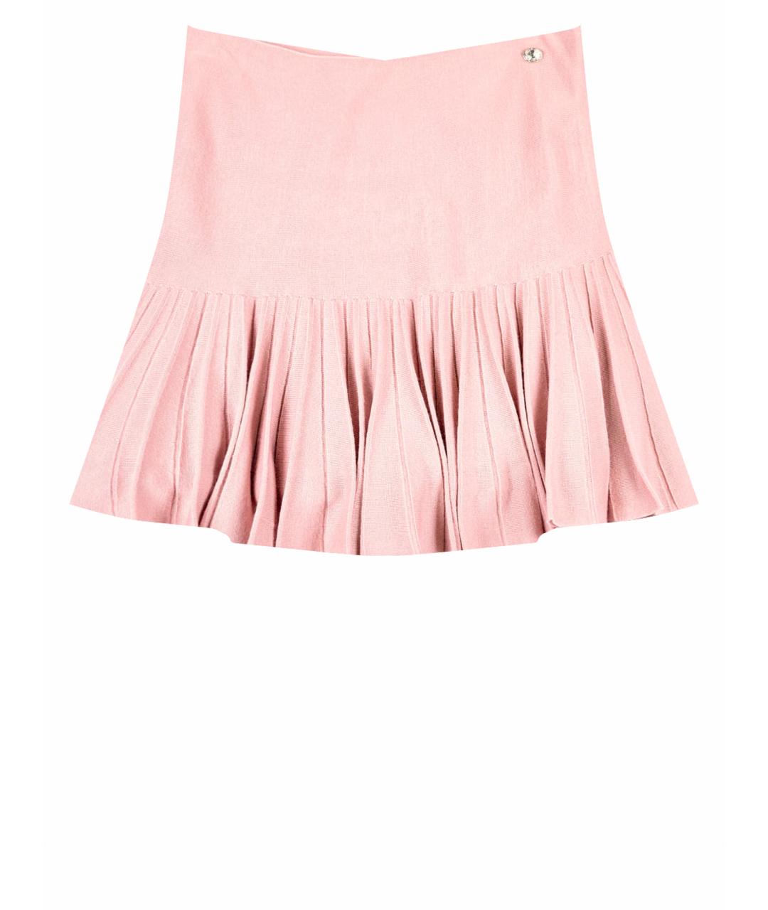 CHANEL Розовая шерстяная юбка мини, фото 1