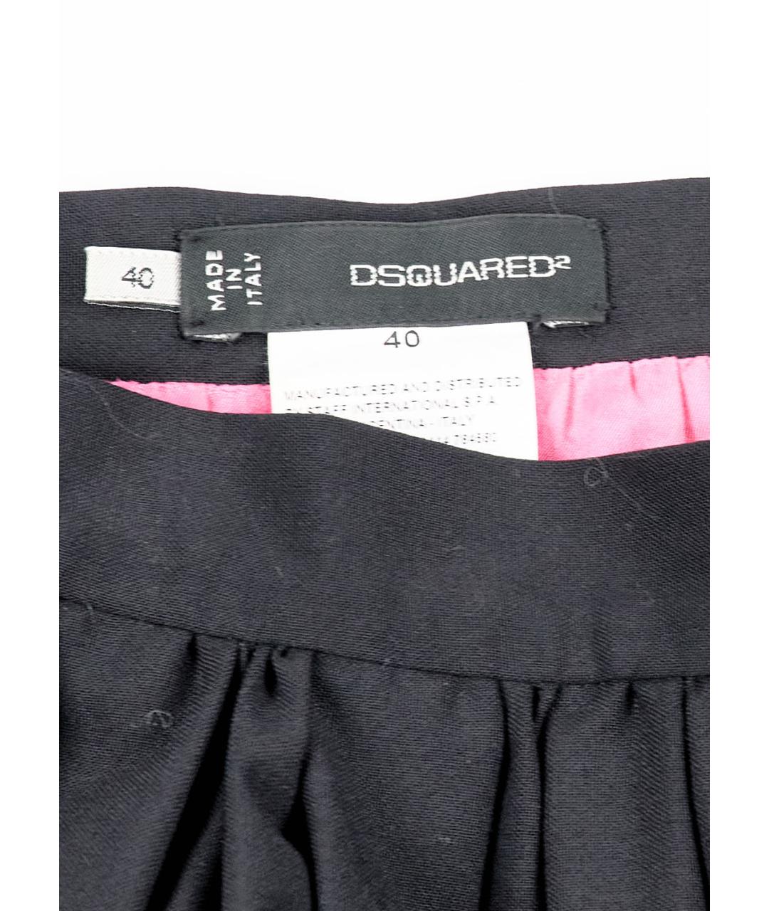 DSQUARED2 Черная шерстяная юбка мини, фото 3