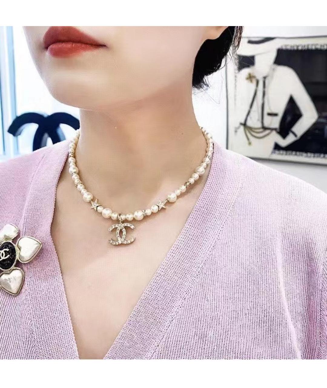 CHANEL Белое жемчужное колье, фото 3
