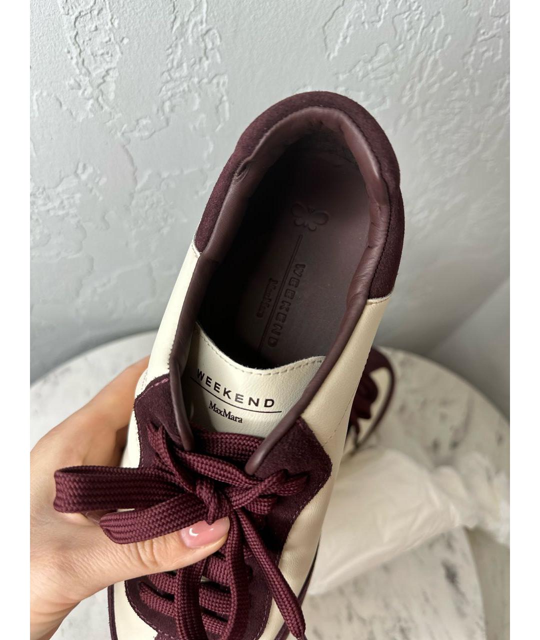 WEEKEND MAX MARA Бордовые кожаные кеды, фото 4