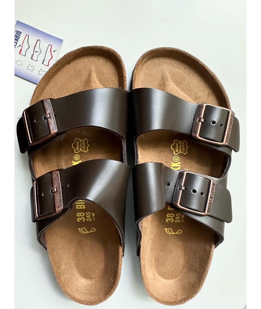 BIRKENSTOCK Коричневые кожаные сандалии, фото 3