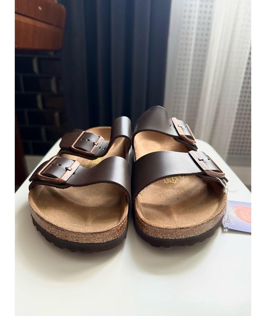 BIRKENSTOCK Коричневые кожаные сандалии, фото 2