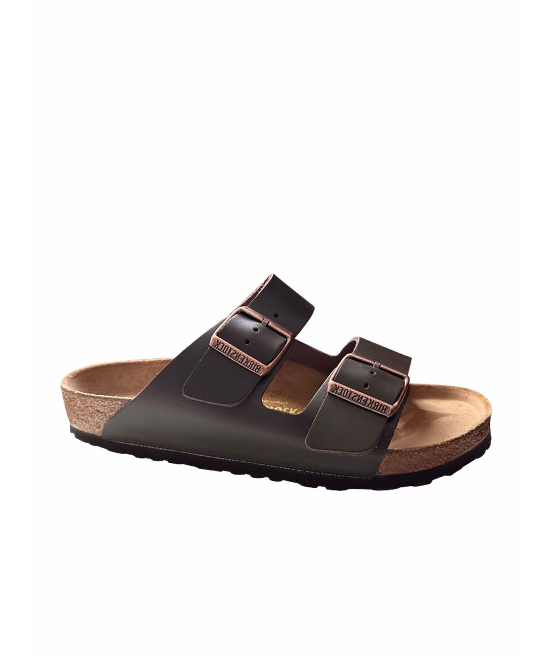 BIRKENSTOCK Коричневые кожаные сандалии, фото 1