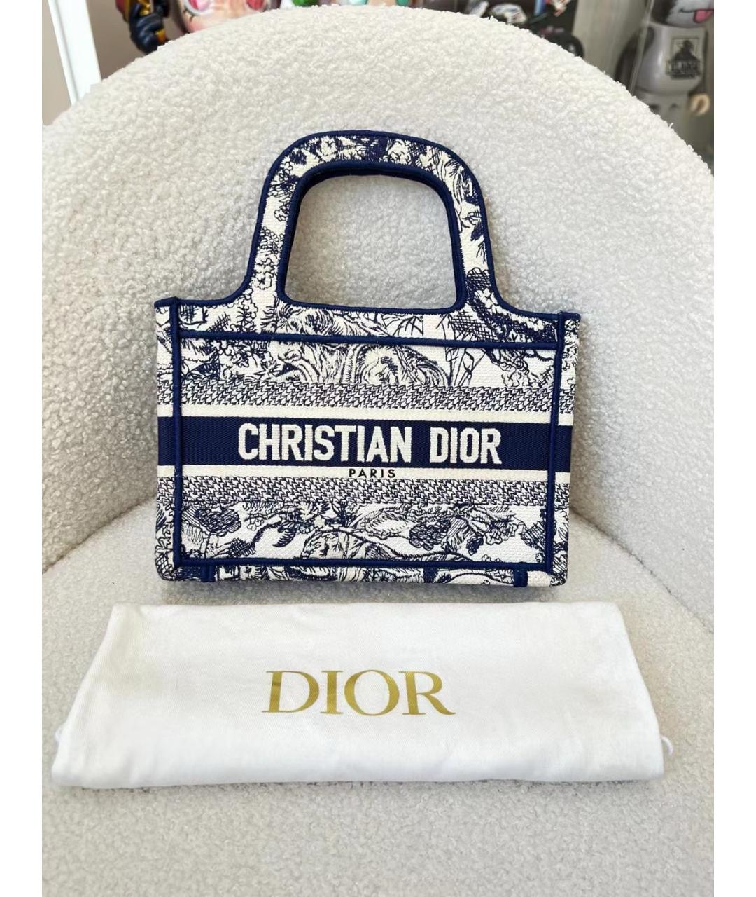 CHRISTIAN DIOR Синяя льняная сумка с короткими ручками, фото 10