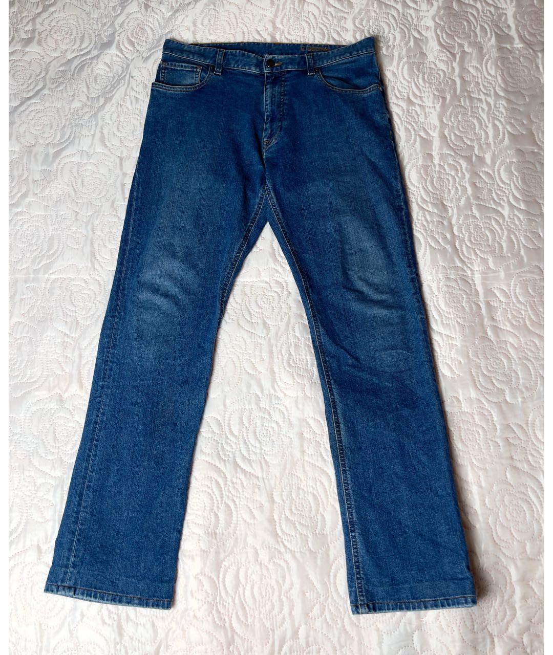 ZZEGNA Синие хлопковые прямые джинсы, фото 6