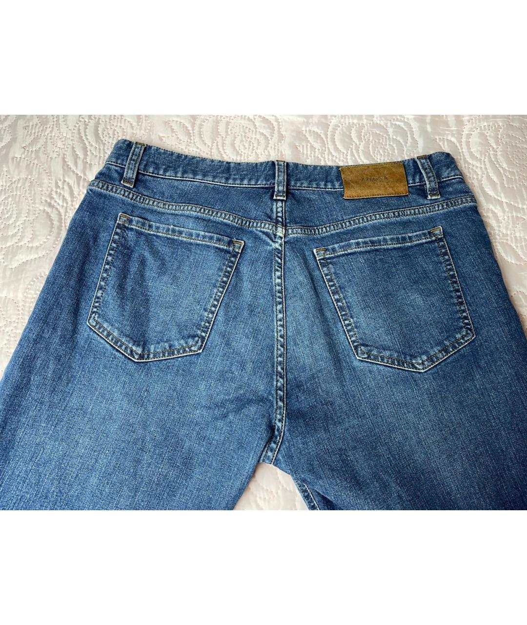 ZZEGNA Синие хлопковые прямые джинсы, фото 5