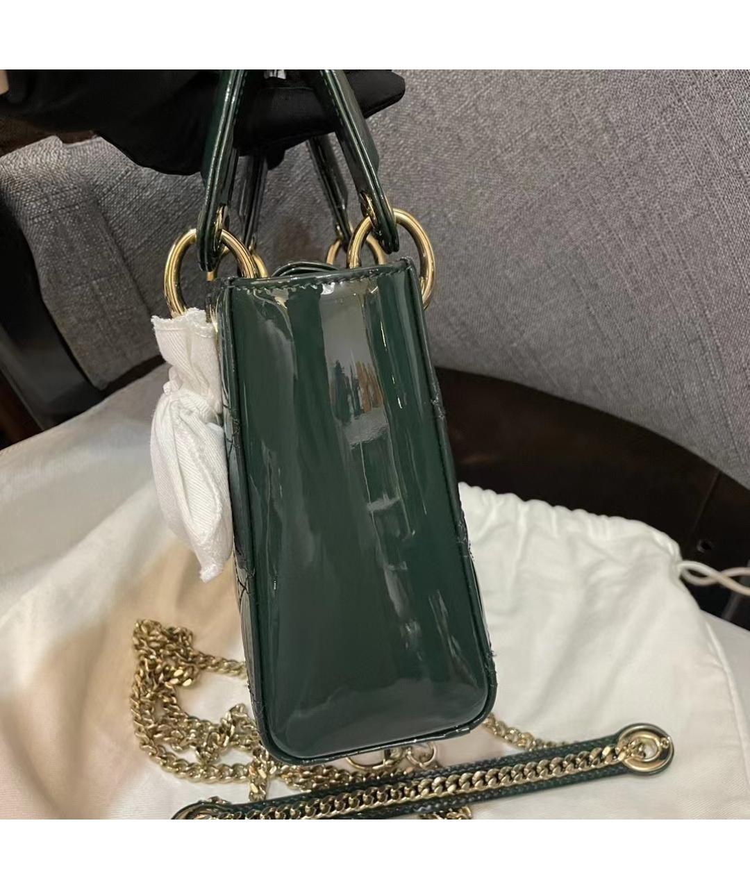 CHRISTIAN DIOR Зеленая кожаная сумка с короткими ручками, фото 4