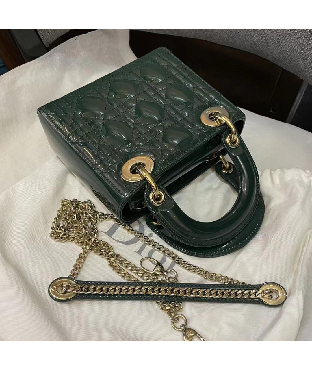 CHRISTIAN DIOR Зеленая кожаная сумка с короткими ручками, фото 5