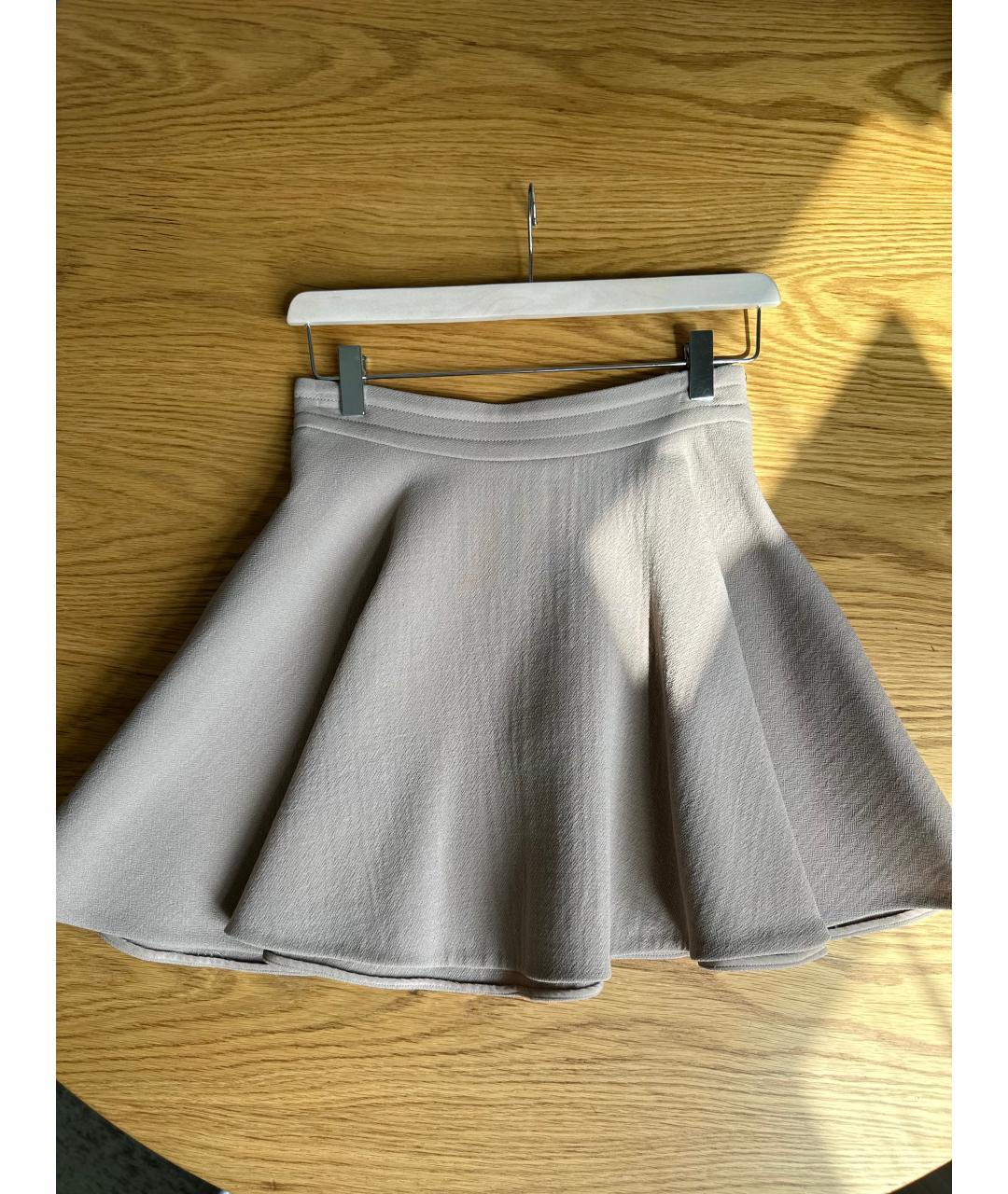 MIU MIU Бежевая шерстяная юбка мини, фото 5