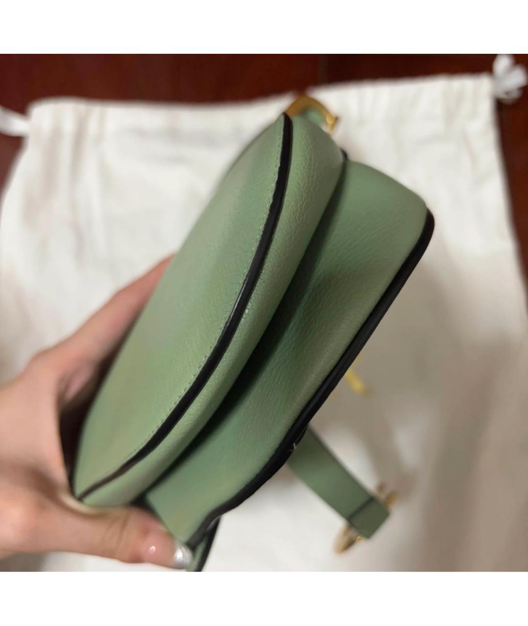 CHRISTIAN DIOR Зеленая кожаная сумка с короткими ручками, фото 3