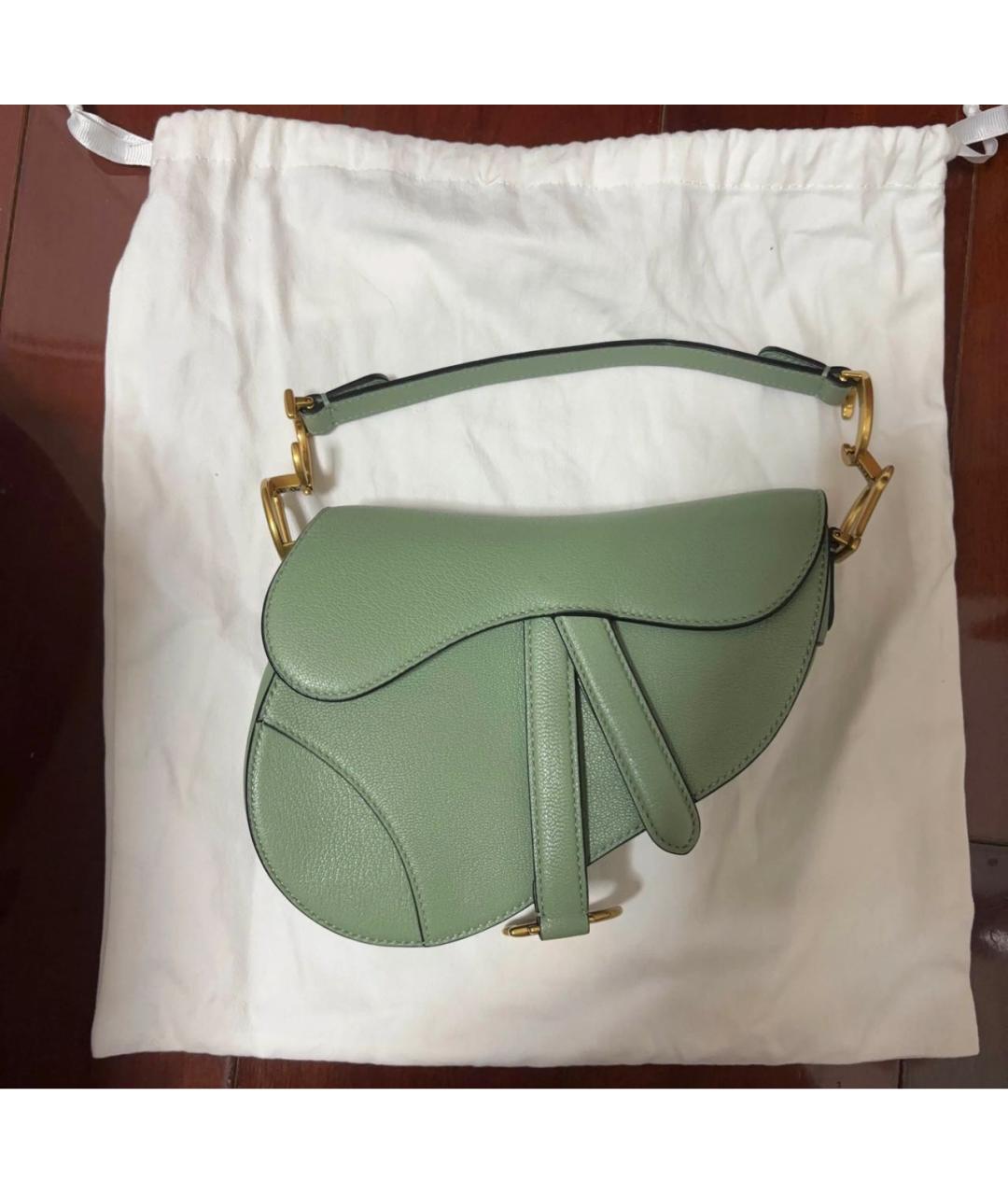 CHRISTIAN DIOR Зеленая кожаная сумка с короткими ручками, фото 7