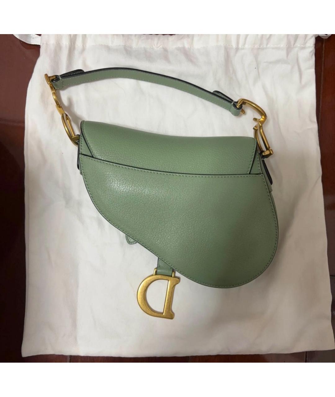 CHRISTIAN DIOR Зеленая кожаная сумка с короткими ручками, фото 2