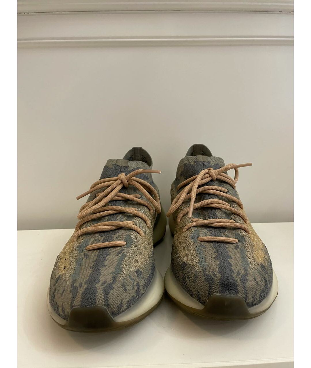 ADIDAS YEEZY Бежевые текстильные низкие кроссовки / кеды, фото 2
