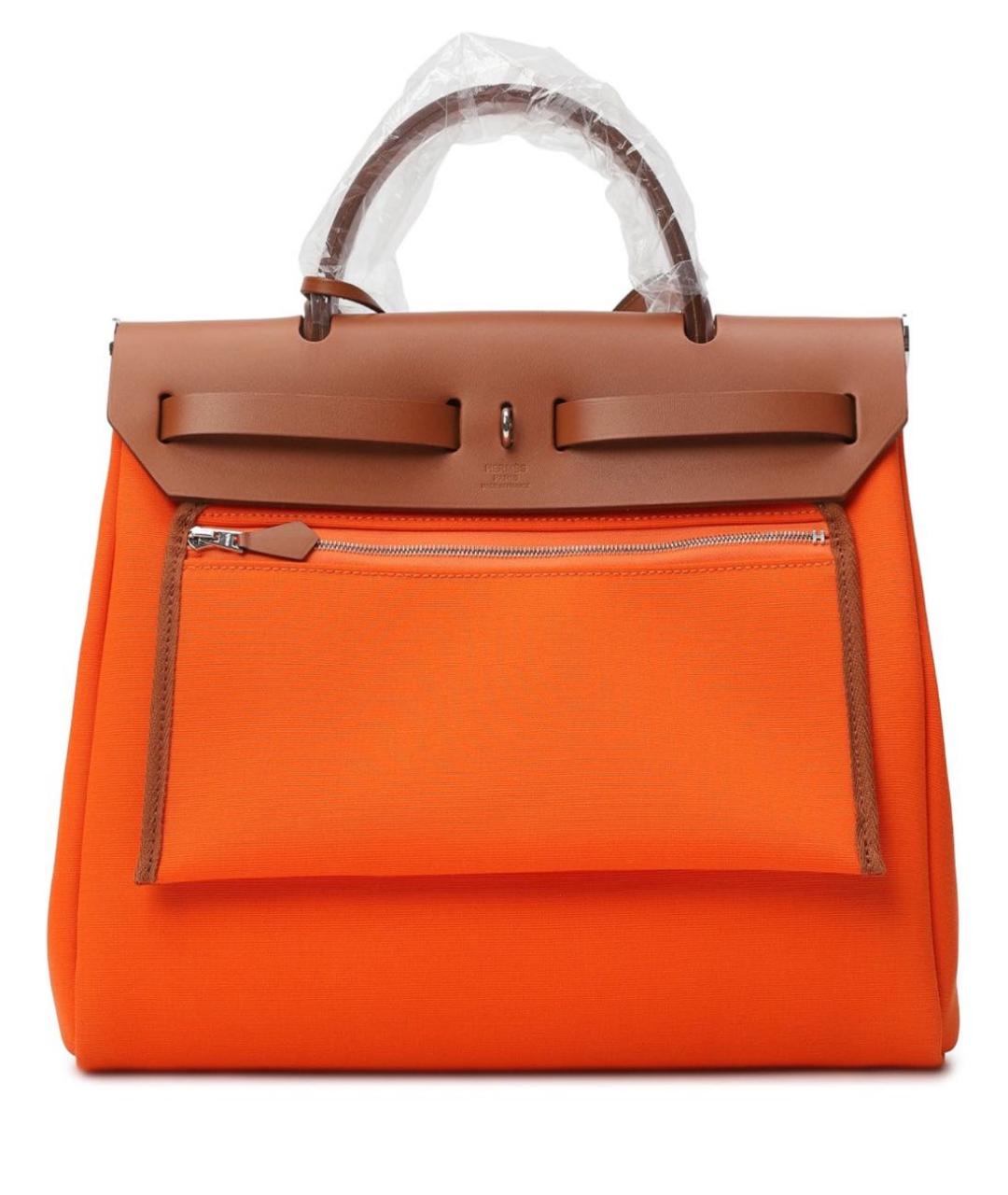 HERMES Оранжевая кожаная сумка с короткими ручками, фото 2
