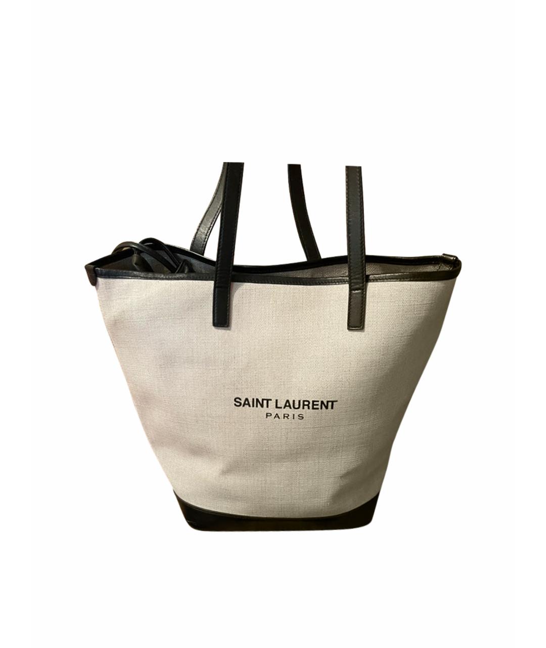 SAINT LAURENT Бежевая хлопковая пляжная сумка, фото 1