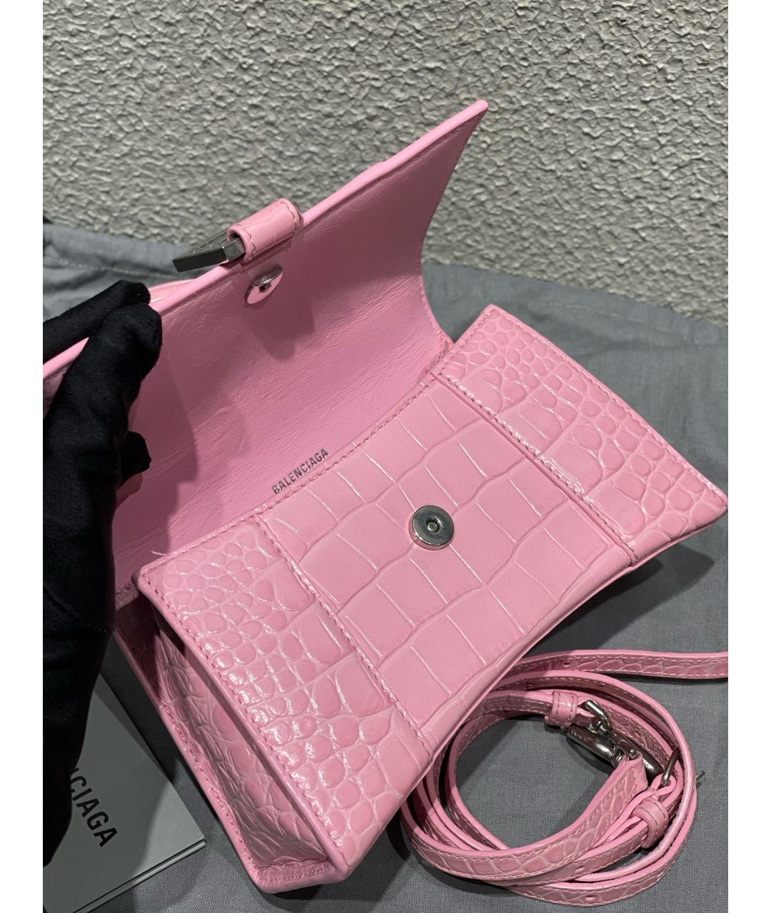 BALENCIAGA Розовая сумка тоут из лакированной кожи, фото 9