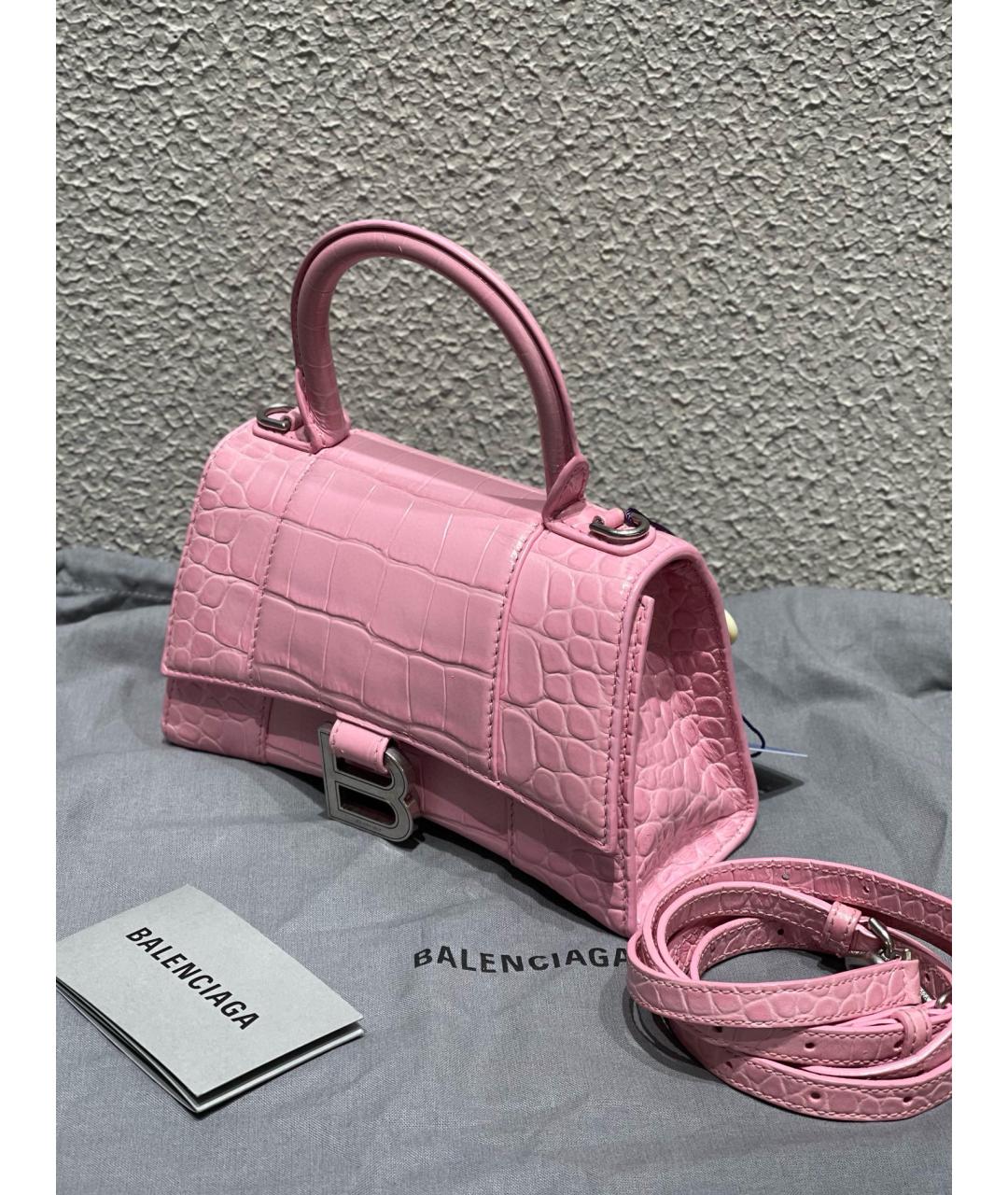 BALENCIAGA Розовая сумка тоут из лакированной кожи, фото 4