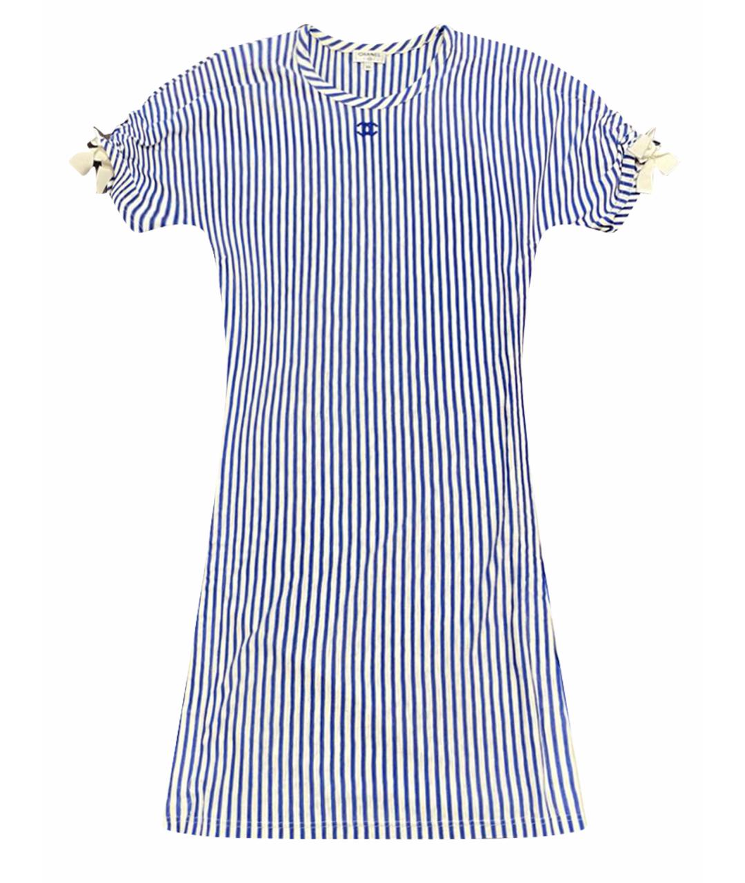 CHANEL Синее хлопко-эластановое повседневное платье, фото 1