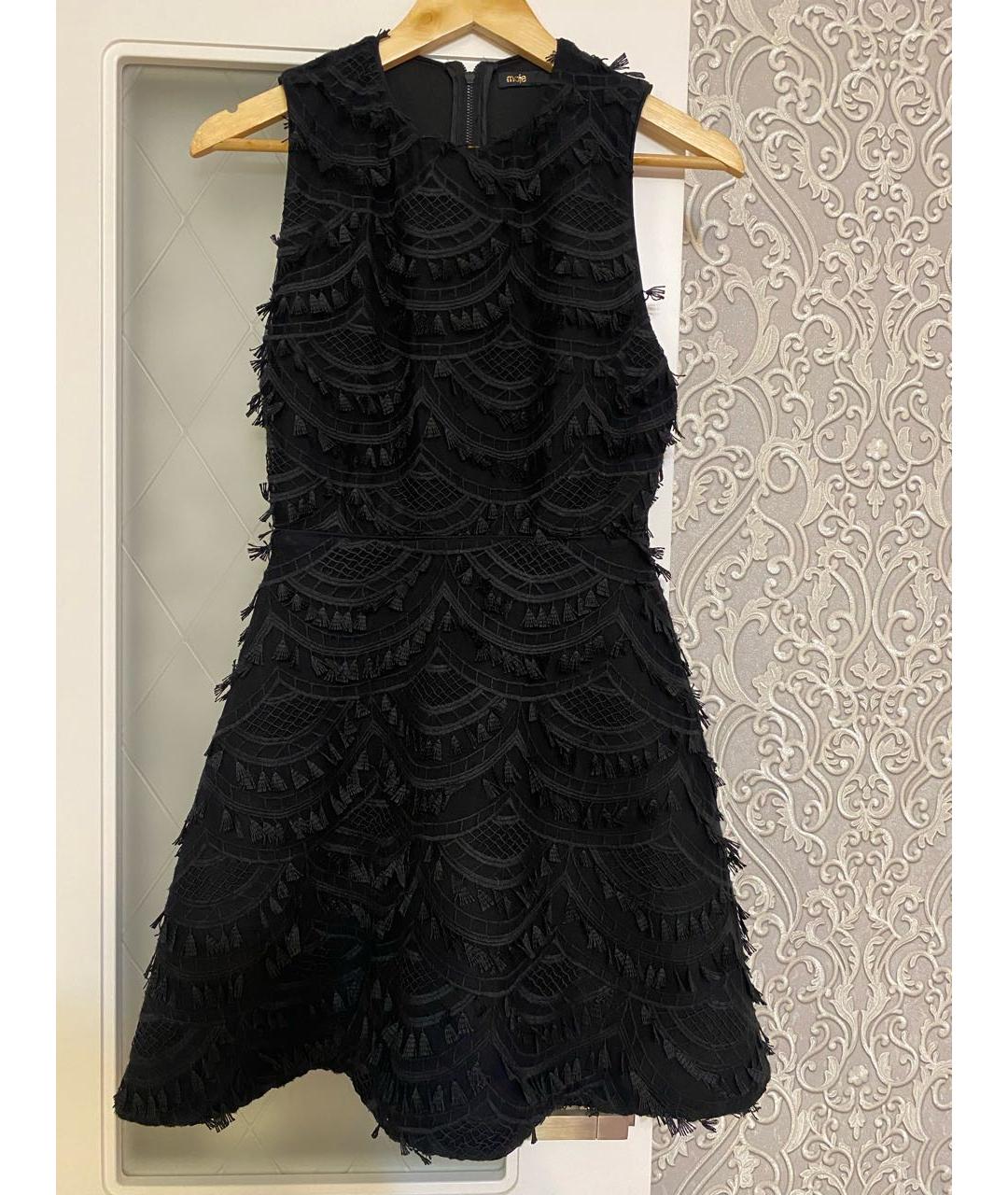 MAJE Черное полиэстеровое коктейльное платье, фото 8
