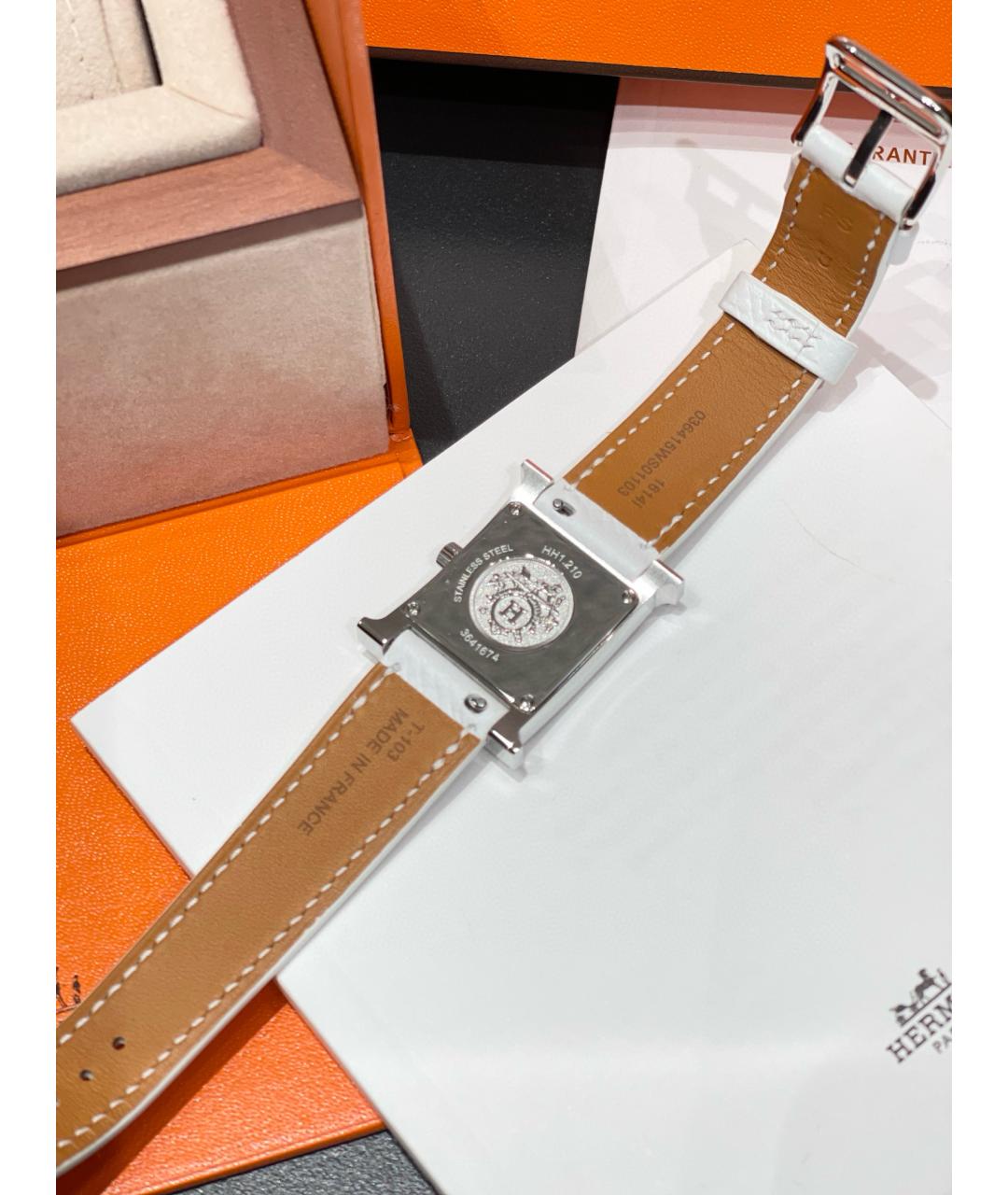 HERMES Белые кожаные часы, фото 5