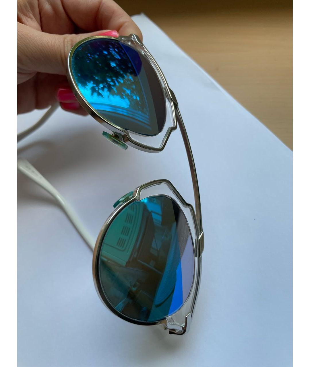 CHRISTIAN DIOR Голубые металлические солнцезащитные очки, фото 6