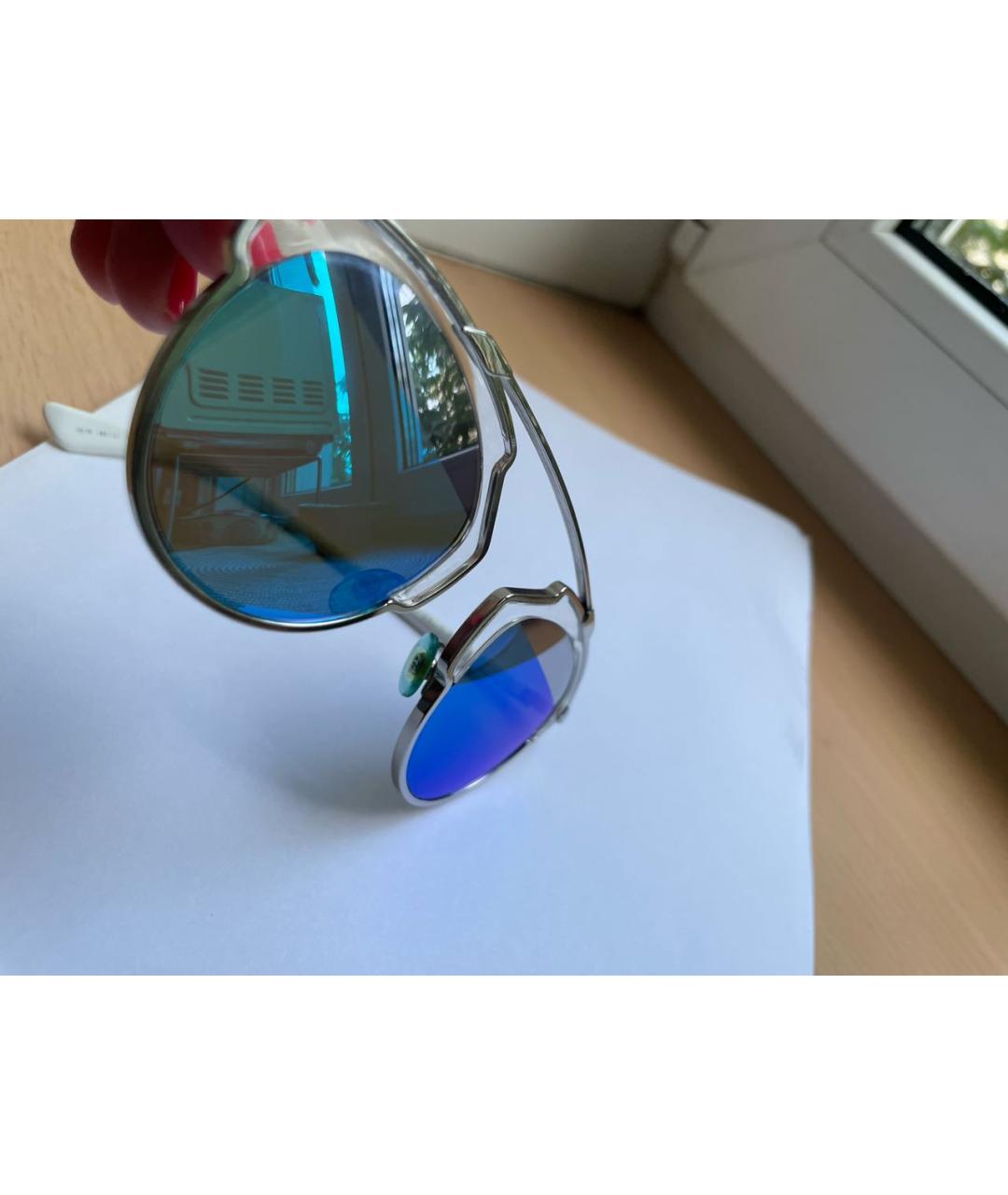 CHRISTIAN DIOR Голубые металлические солнцезащитные очки, фото 7