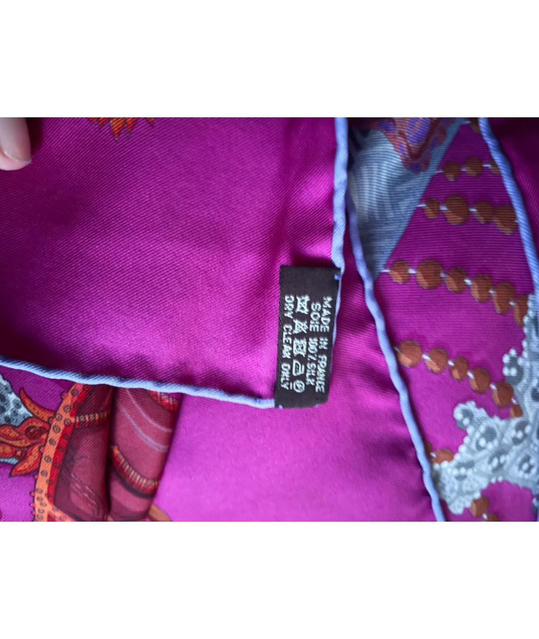HERMES Фуксия шелковый платок, фото 3