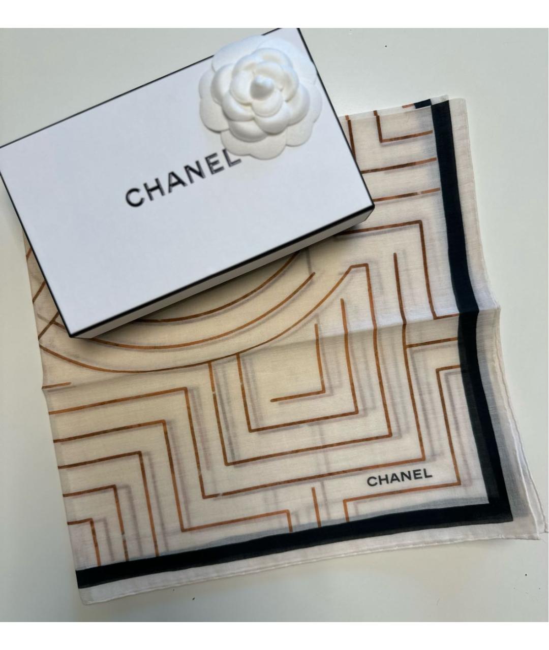 CHANEL Бежевый хлопковый платок, фото 8