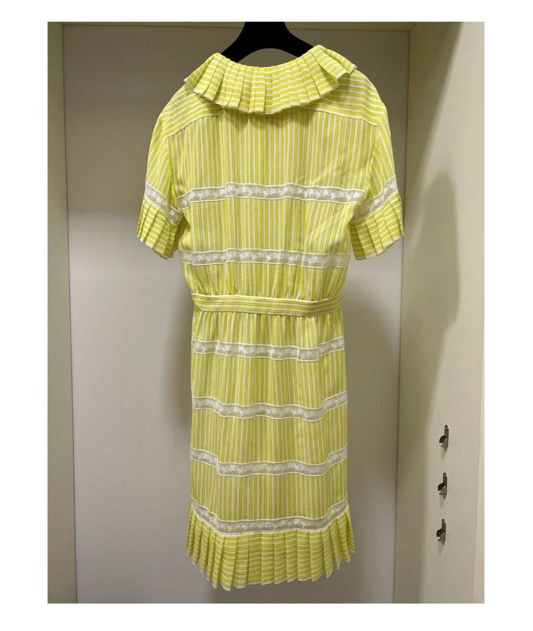 CHANEL Желтое шелковое повседневное платье, фото 5